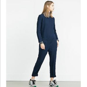 ZARA denim Jumpsuit Dark Wash